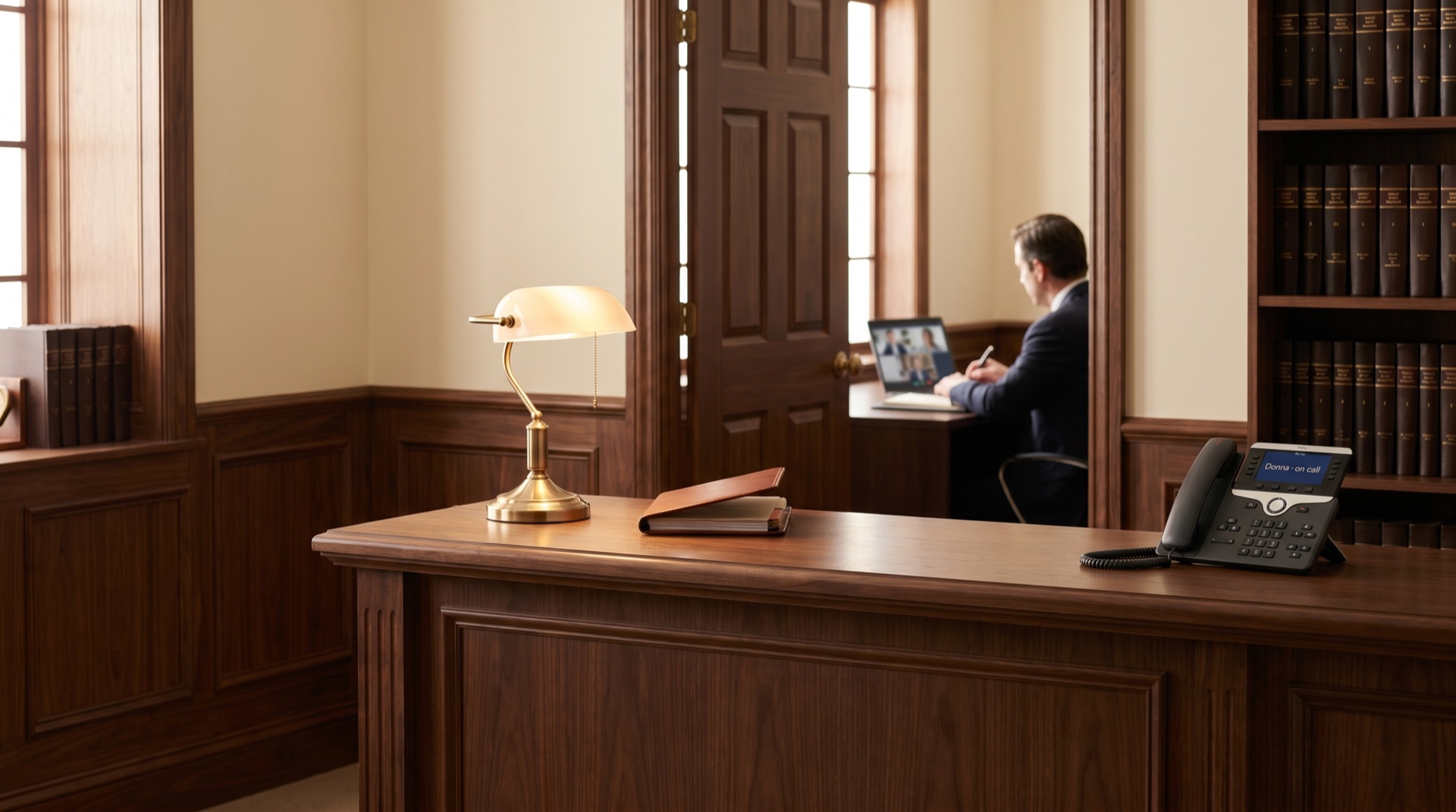 Attorney in deposition while Della AI handles incoming calls