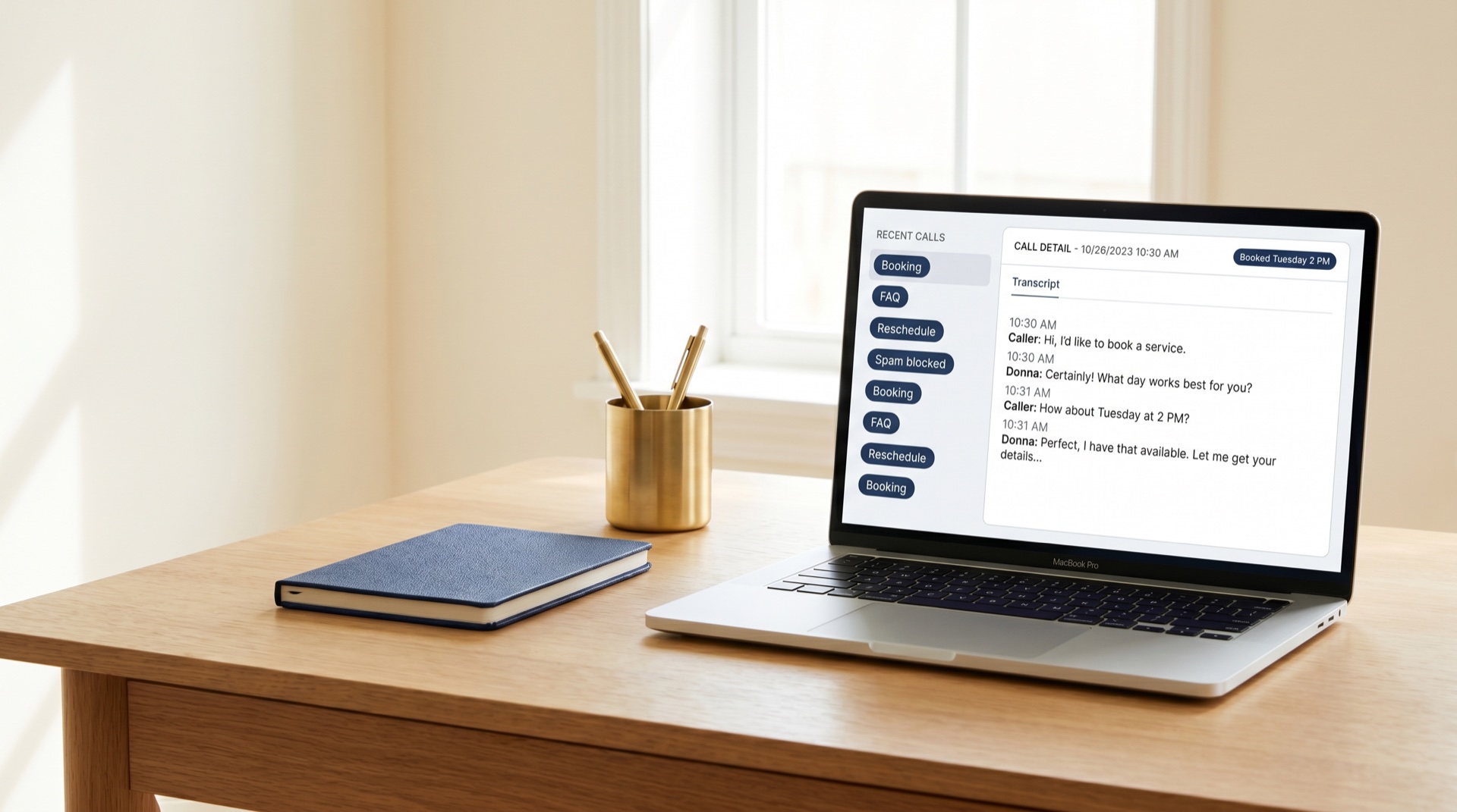 Live Transcripts — Della AI receptionist