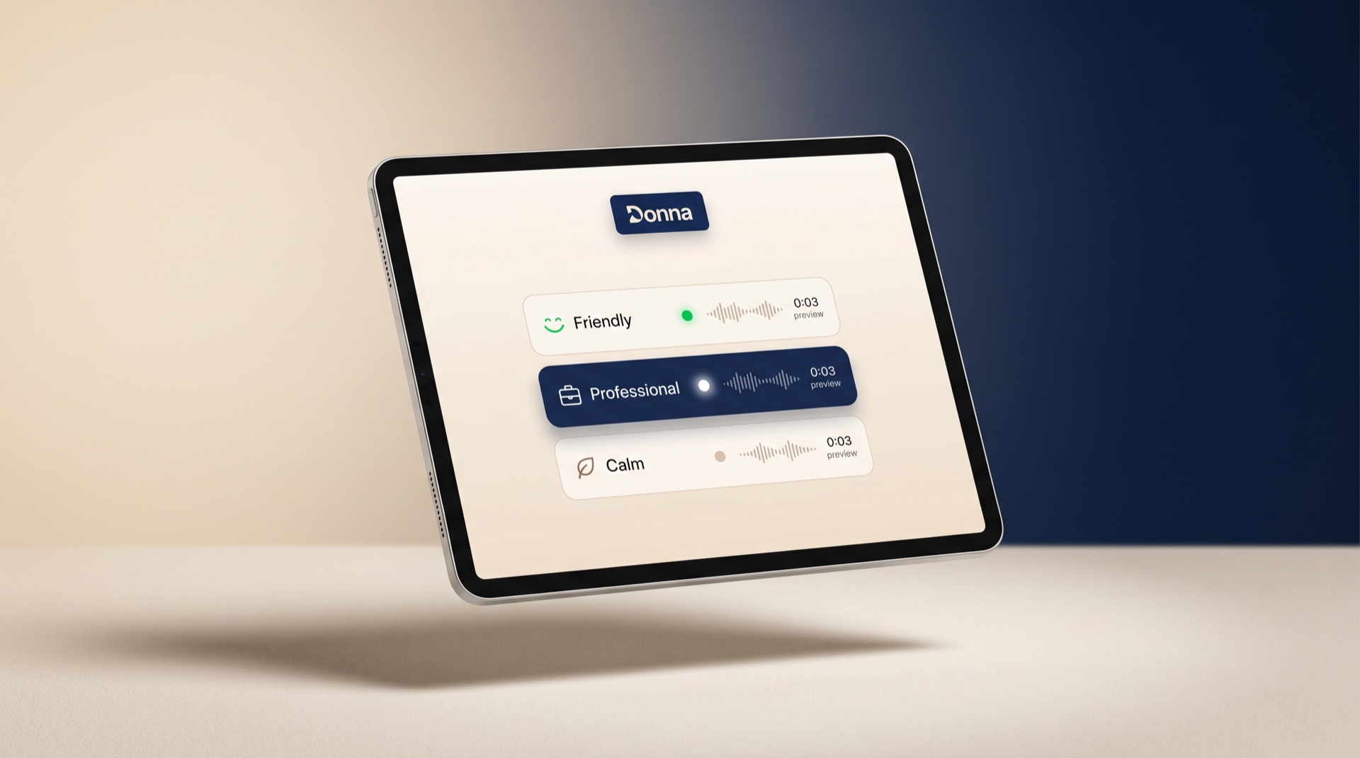 Tone Selection — Della AI receptionist